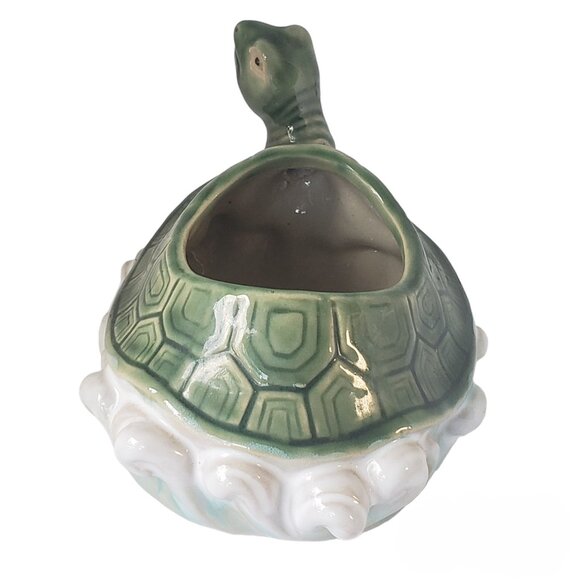 VTG Turtle Planter Kitschy Tortoise Glazed Ceramic Succulent Pot marked #B-174 - Picture 4 of 15
